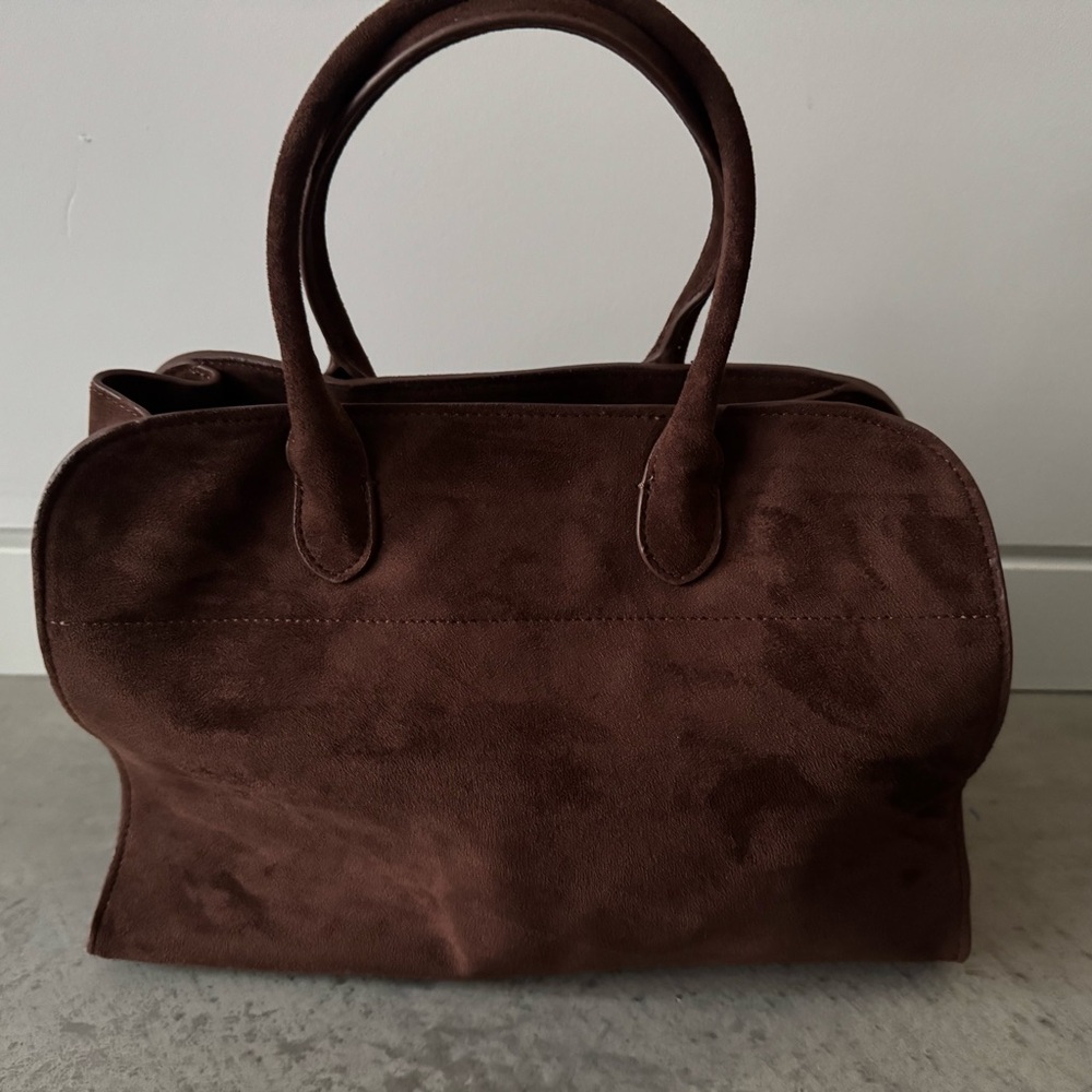“Margot” Brown Suede Satchel bag